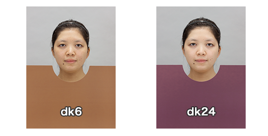 同じ色相(ベースカラー)でもトーンが変わると、顔映りが変化3